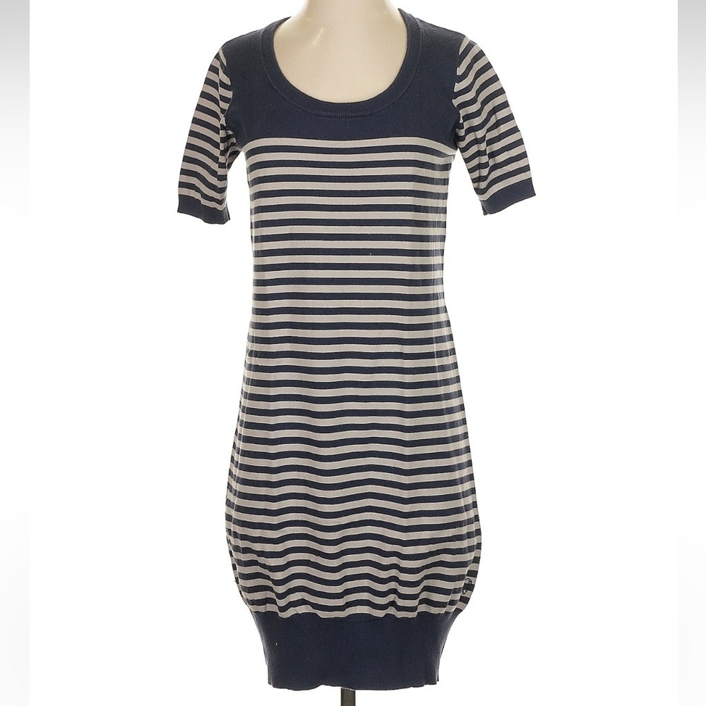 Vintage The Original Ben Sherman Navy Grey Stripe Sweater Dress Size Small S